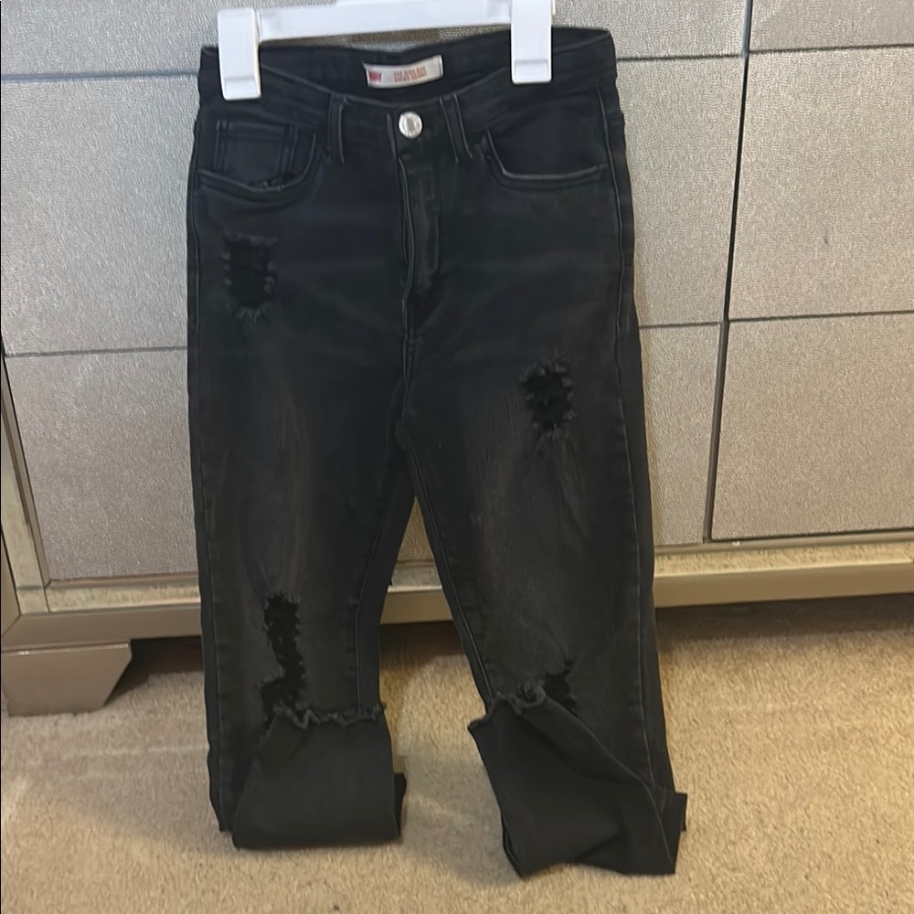 Levi's Black Skinny Jeans with Distressed Details